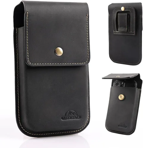 Vista 9 de Funda de cuero Topstache para teléfono para hombres - Funda con cierre magnético para iPhone 17/16/15/14/13/12 - Funda de cinturón de cuero con clip
