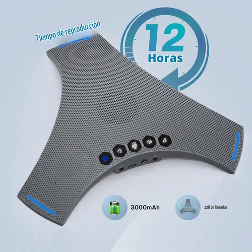 Vista 4 de Altavoz de conferencia y micrófono - Altavoz Bluetooth con cadena de margarita, cancelación de ruido AI, mejora de voz, soporte inalámbrico dong