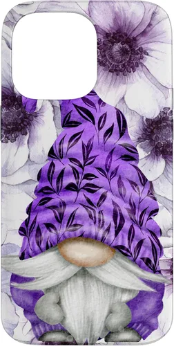 Vista 21 de Unique Purple Gnome with Lilac Anemones Floral Aesthetic Case for iPhone 17