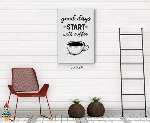 Vista 4 de Coffee Decor V42 - Lienzo decorativo para pared, diseño de cafeína