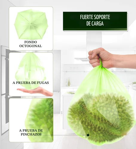 Vista 3 de FORID - Bolsas de basura compostables para cocina, de 13 galones de alto, 80 bolsas de basura sin perfume de 55 litros, medianas para baño, hogar