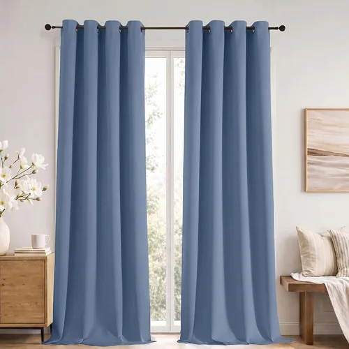 Vista 141 de Simplebrand Cortinas blancas puras de 96 pulgadas de largo para oscurecer la habitación, juego de 2 paneles para dormitorio/sala de estar, bloqueo