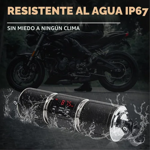 Vista 4 de Sistemas de altavoces para motocicleta BT impermeables, altavoces estéreos, montaje de barra de 7/8-1.25 pulgadas con entrada AUX, USB, microSD