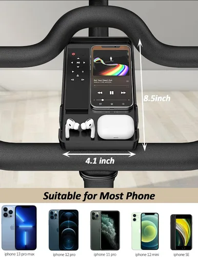 Vista 4 de Soporte de teléfono para bicicleta Peloton y bicicleta Peloton +, accesorios de bicicleta Peloton, bandeja de montaje de alfombrilla de silicona