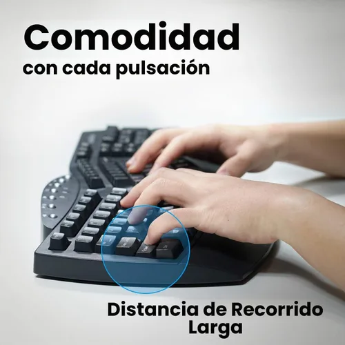 Vista 5 de Perixx Periboard-612B - Teclado Inalámbrico Ergonómico Split con Modo Dual 2.4G y Función Bluetooth, Compatible con Windows 10 y Mac OS X System