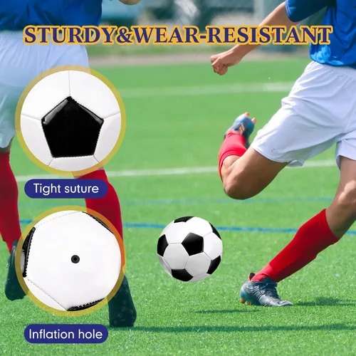 Vista 6 de RoundFunny El juego de 2 pelotas deportivas incluye tamaño 6 de fútbol tamaño 5 con bomba y bolsa de transporte, equipo de práctica de entrenamiento