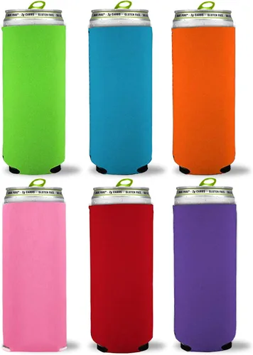 Vista 16 de Kropsis Fundas plegables para enfriar latas delgadas de 12 onzas, tela en blanco, espuma de buceo (negro, 6)