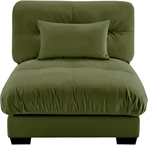 Vista 23 de Reposapiés Otomano Tapizado de Terciopelo con Cojín para Sofá Seccional Sofá 300 libras para Sala de Estar (Beige)