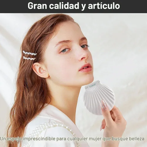 Vista 7 de Espejo de maquillaje compacto con luces, espejo de bolsillo para mujer
