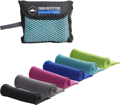 Vista 18 de Toalla de Enfriamiento Tough Outdoors - Toallas de Enfriamiento para Cuello y Cara - Envoltura de Hielo y Paño de Sudor para Camping, Gimnasio, Yoga