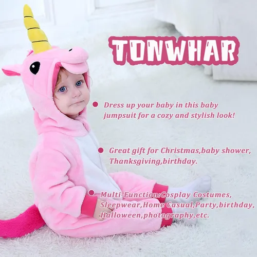 Vista 6 de TONWHAR Disfraz de Halloween para bebés y niños pequeños, traje de nieve para niños (3.5-4.5 añosaltura 41-46 pulgadas, unicornio rosa)