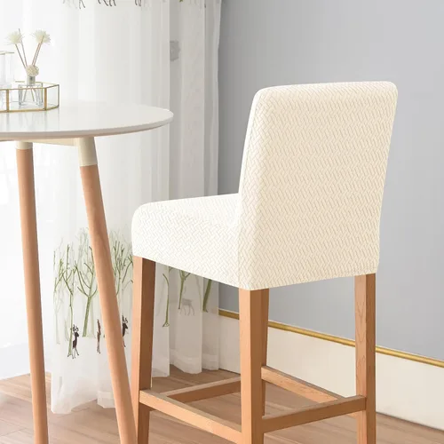 Vista 6 de Gollense Juego de 4 fundas para taburetes de bar con respaldo, fundas elásticas de jacquard para taburetes de bar, fundas de asiento lavables