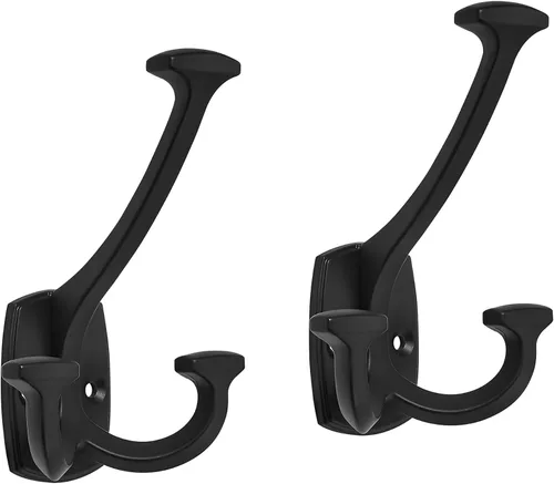 Vista 4 de Ganchos de latón antiguos grandes montados en la pared decorativos de doble cara resistentes para colgar abrigos, toallas, batas, bolsos, ganchos