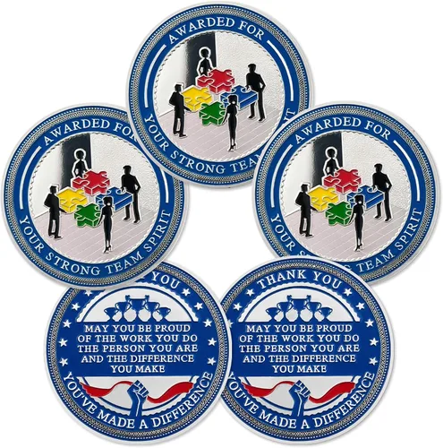 Vista 11 de BHealthLife Juego de 5 monedas de premio de maestría de construcción y habilidades, monedas de agradecimiento a los empleados para honrar