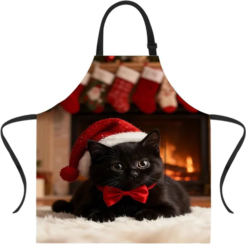 Vista 20 de ANNA QUEEN Delantal de Feliz Navidad para mujeres y hombres con bolsillos, delantal de muñeco de nieve, delantal de cocina ajustable para cocinero