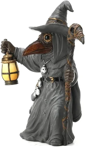 Vista 3 de Veronese Design Figura de resina pintada a mano de 5 1/2 pulgadas de alto, mago de la peste miasma, doctor steampunk, escultura de resina