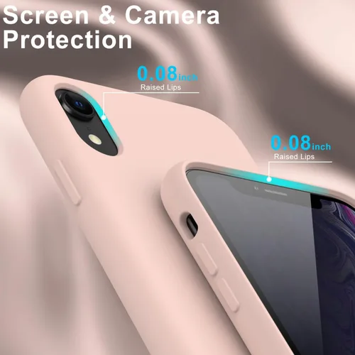 Vista 5 de bemal Funda para iPhone XR,Silicona líquida de ajuste delgado,Protector de pantalla Rosa bebé
