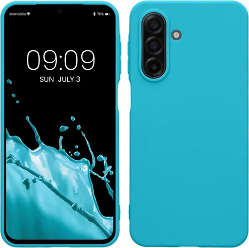 Vista 86 de kwmobile Funda compatible con Samsung Galaxy A12 - Funda protectora de silicona TPU suave y delgada - Azul Báltico