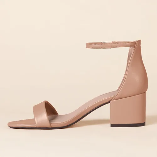 Vista 3 de Amazon Essentials Women's Two Strap Heeled Sandals with Adjustable Ankle Strap, Padded Memory Foam Insole Beige