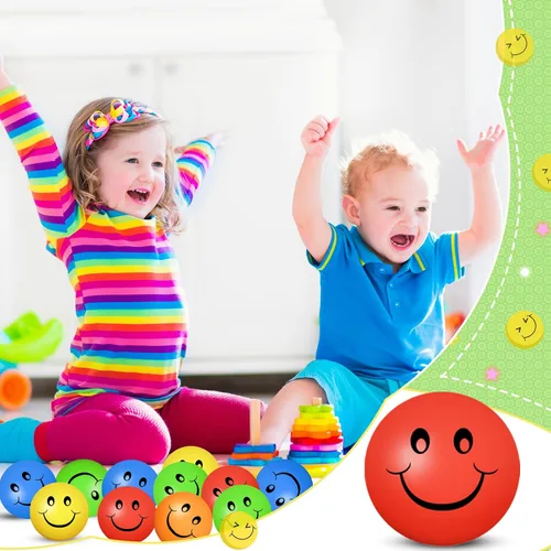 Vista 6 de Vinsot 100 bolas de estrés de cara sonriente a granel de 2 pulgadas, mini juguetes de espuma para el regreso a clases, recompensas para el aula