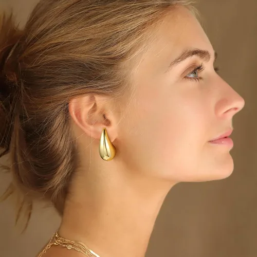 Vista 4 de Gold Earrings for Women Girls,14K Gold Plated Lightweight Gold Hoop Earrings Hypoallergenic Earrings for Women Trendy Fashion Jewelry Gifts