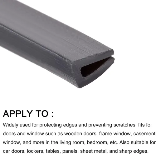 Vista 6 de METALLIXITY Moldes de borde (3.28 pies), 1 unidad, canal U de silicona para tira de sellado de borde de 0.004-0.059 in, para ventanas de puertas