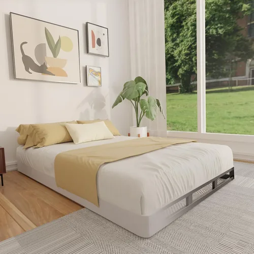Vista 6 de FMDMR Somier de 4 pulgadas para cama individual - Somier de perfil bajo para cama individual, base de colchón de metal resistente con cubierta