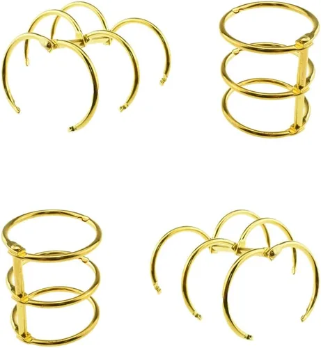 Vista 8 de HAHIYO 5 piezas de oro de 0.787 in de diámetro interior de metal de 3 anillos sueltos de hojas sueltas para libros, anillos de acero inoxidable
