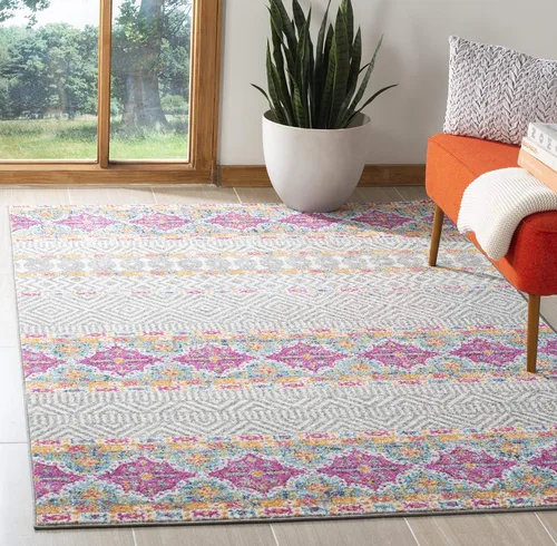 Vista 33 de SAFAVIEH Madison Collection - Alfombra decorativa de 2 pies 3 pulgadas x 4 pies, color carbón y gris, diseño bohemio chic, no desprende pelusa