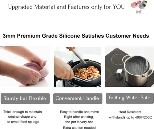Vista 5 de Olla de silicona prémium para freidora de aire, tazón, cesta, accesorios para horno para freidoras de aire seguras para alimentos, fácil de limpiar