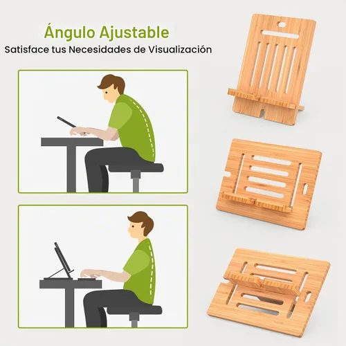 Vista 7 de Pezin & Hulin Soporte de bambú ajustable para tableta, bambú natural Large (bambú)