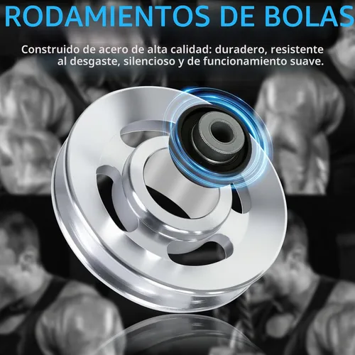 Vista 4 de BESTEEL 6 ruedas universales de polea de aluminio de 3.543 in para equipos de gimnasio, pieza de repuesto de máquina de cable silenciosa