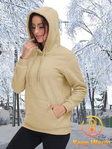 Vista 5 de MAGCOMSEN Sudaderas con capucha de sherpa para mujer, con forro polar, estilo casual, atlético, con bolsillo de canguro