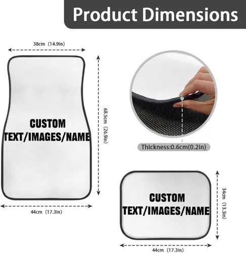 Vista 6 de Tapetes personalizados para piso de automóvil, alfombras personalizadas para piso de automóvil con tu nombre de imagen personalizado, texto, juego