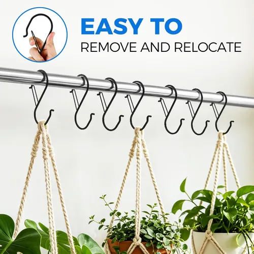 Vista 6 de Ganchos grandes en S resistentes, ganchos grandes en S de 4.96 pulgadas, juego para plantas colgantes, manijas de gabinete de cocina, ganchos