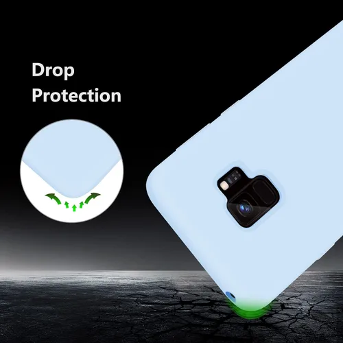 Vista 5 de Funda diseñada para Galaxy S9, silicona líquida de goma de gel a prueba de golpes, cojín de forro de tela de microfibra suave compatible con Galaxy