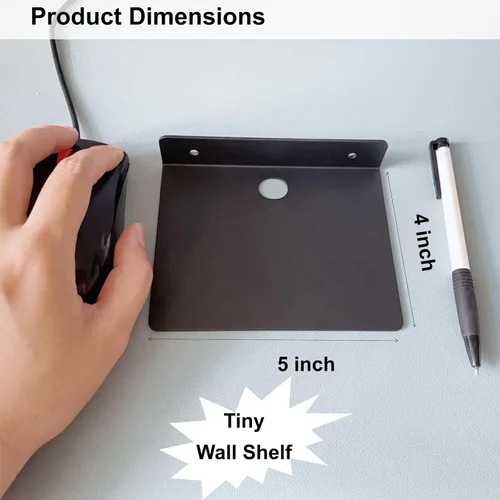 Vista 3 de Estante pequeño para pared, 5 pulgadas, estantes flotantes de metal para eco, cámaras, estantes de montaje en pared para altavoces pequeños