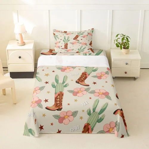 Vista 26 de Erosebridal Western Cowgirl Sheet Set Twin Western Cowboy Bed Sheets for Kids Boys Girls Horseshoe Boots Southwestern Flat Fitted Sheet Wild West