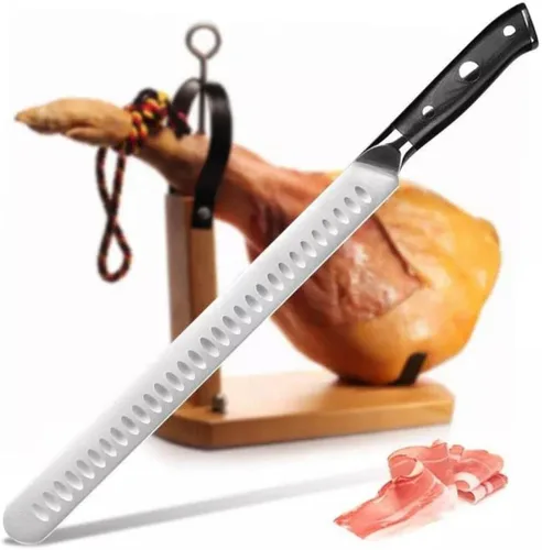 Vista 2 de Lifespace Cuchillo para tallar jamón y pechuga para barbacoa - Hoja de acero inoxidable de 12