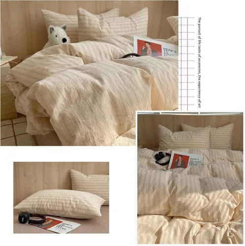 Vista 57 de mixinni Juego de funda de edredón vintage a rayas, tamaño twin, juego de ropa de cama de 3 piezas, 100% algodón lavado, suave y transpirable, funda
