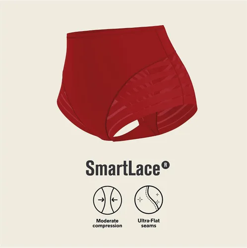 Vista 4 de Leonisa Ropa interior invisible de cintura alta con control de abdomen para mujer, ropa interior de encaje a rayas