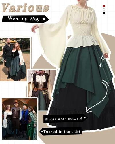 Vista 2 de NSPSTT - Vestido de estilo victoriano para mujer