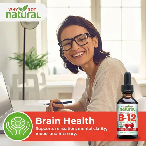 Vista 8 de Why Not Natural Líquido orgánico de vitamina B12 – Sublingual Extra Strength 60 x 5000 mcg gotas de metilcobalamina, vegano, maximiza la absorción