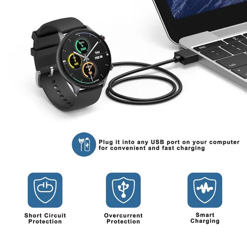 Vista 5 de AK Cargador USB A compatible con Amazfit Bip 5/3/3 Pro/Bip U, GTS 4 2 Mini / 2e, GTR 2 Mini / 2e, Amazfit T-Rex Pro, Active, cable de carga