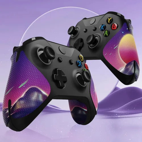 Vista 4 de eXtremeRate The Cyber Moon Anti-Skid Sweat-Absorbent Controller Grip for Xbox One S & X, Xbox One Controller, Professional Textured Soft Rubber Pads
