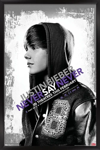 Vista 8 de Trends International Justin Bieber - Póster de pared con texto en inglés "Never Say Never Say Never", 14.725 x 22.375 pulgadas, versión enmarcada