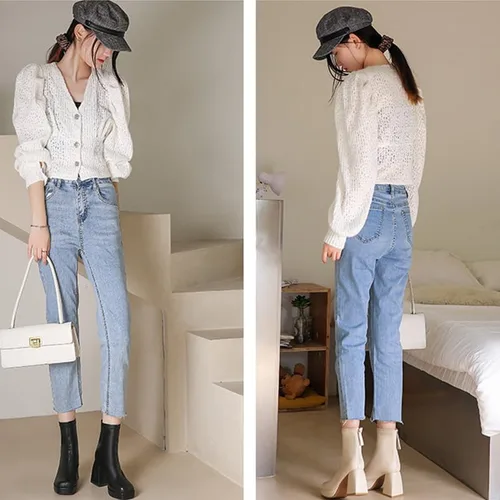 Vista 3 de RiceelSor Botines de tacón alto grueso para mujer, con cremallera lateral, punta cuadrada, impermeables, cómodas, con soporte de arco para oficina