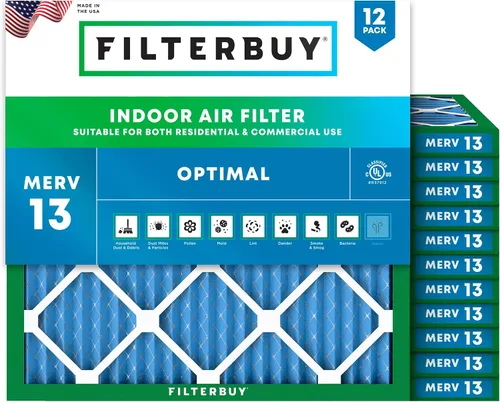 Vista 17 de Filterbuy Filtro de aire de 8 x 14 x 1 pulgadas MERV 13 de defensa óptima (paquete de 12), filtros de aire de repuesto plisados HVAC para calderas