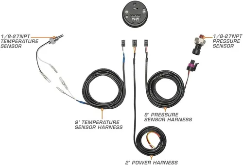 Vista 2 de GlowShift Kit de manómetro digital de doble Celsius de 10 colores y temperatura de barra - para aumento, PSI de aceite, agua y temperatura trans.