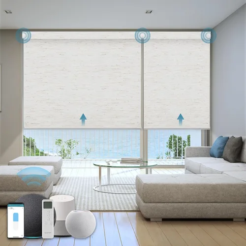 Vista 21 de Persiana Motorizada, Compatible con Homekit Thread-Enabled, Persianas Inteligentes 100% Opacas con Control Remoto, Persiana Enrollable Eléctrica